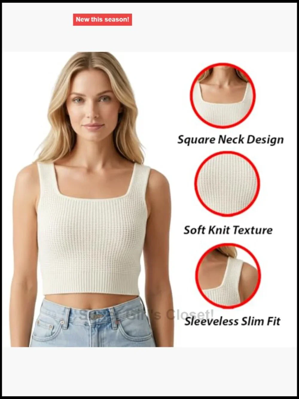 Women's Knit Sleeveless Sweater Vest Crop Tank Cami Summer Casual